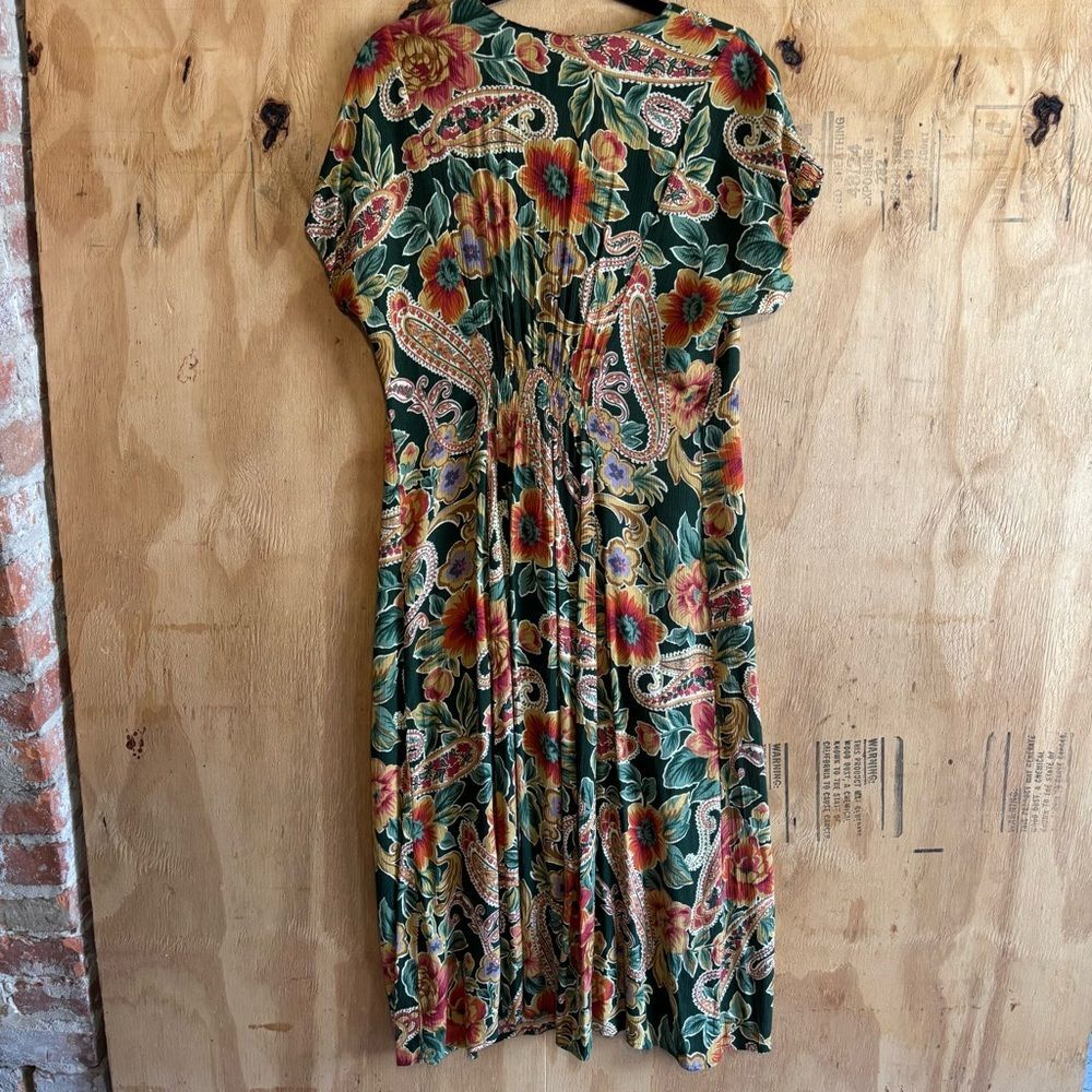 Vintage Caroline Wells 90s Button Down Floral Prairie Rayon Dress Sz 6 - Picture 4 of 5